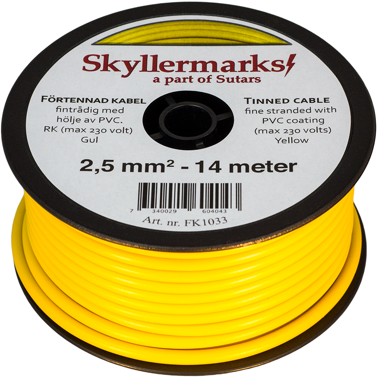 Minirulle Enledad Förtennad gul 2,5 mm² - 14 m Skyllermarks FK1033