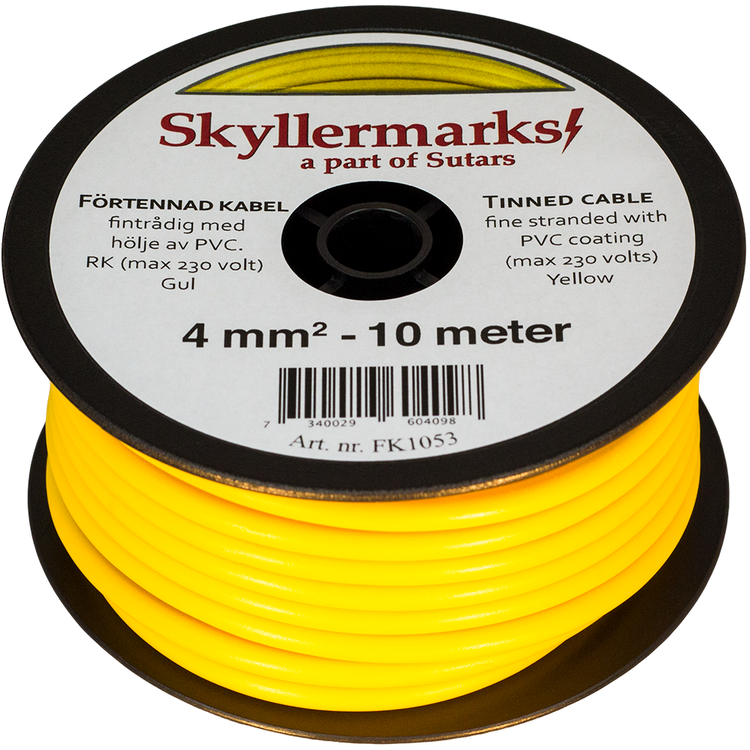 Minirulle Enledad Förtennad gul 4 mm² - 10 m Skyllermarks FK1053