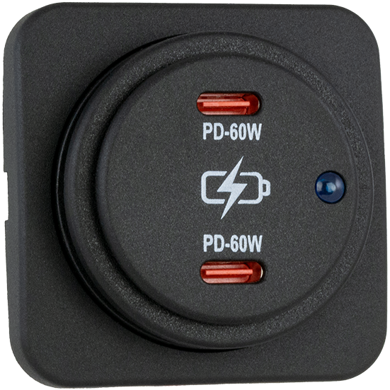 Fyrkantigt utanpåliggande dubbelt USB-C uttag art.nr. 2533002