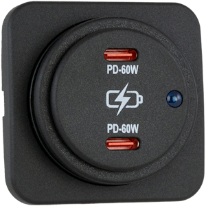 USB-C uttag, dubbelt, utanpåliggande