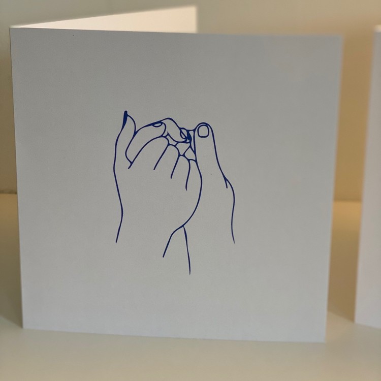 Card: "Hold hands tight" Beige/blue 15X15