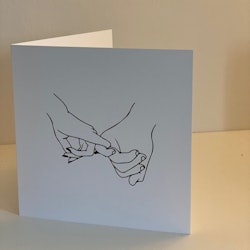 Card: "Hold hands down" 15X15 cm Black/white