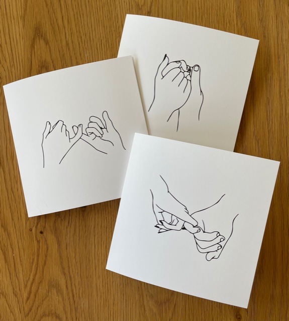 Cards 3-pack "Hands" Black/white
