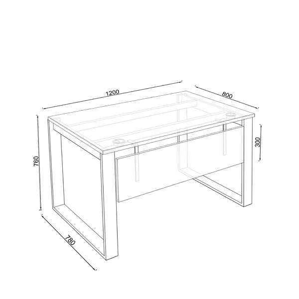 Skrivbord Standard - Metall RAM, hög kvalitet 120 cm, frontskiva