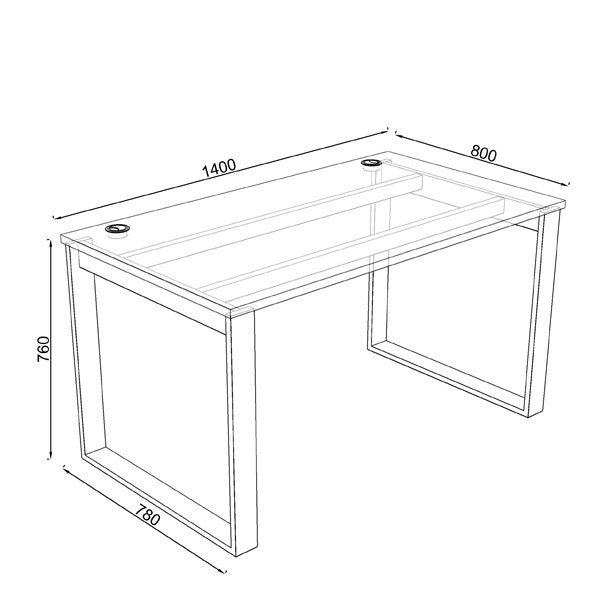 Skrivbord Standard - Metall RAM, hög kvalitet 140 cm, frontskiva