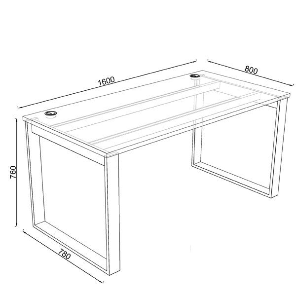 Skrivbord Standard - Metall RAM, hög kvalitet 160 cm, frontskiva