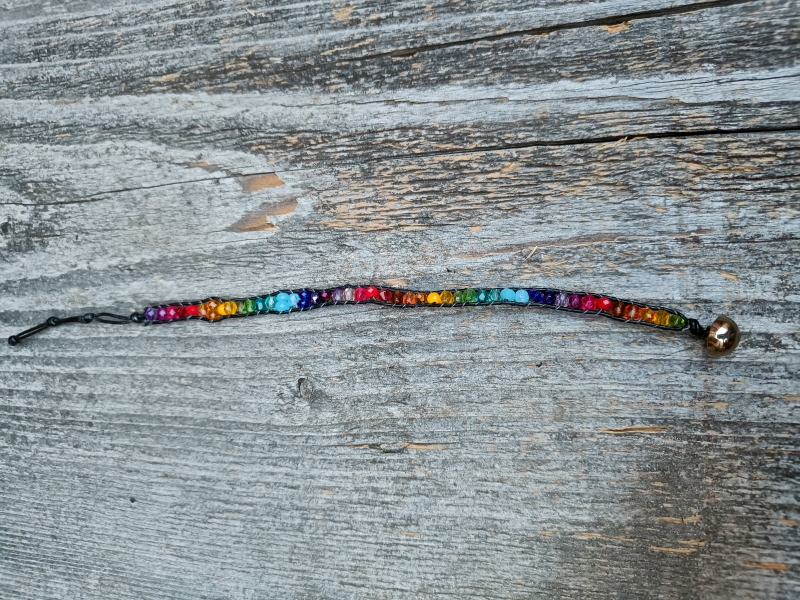 Regnbågsfärgat Läderarmband #1641