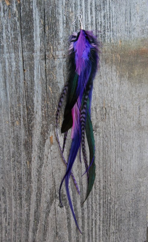 Lavender fields Single feather earring