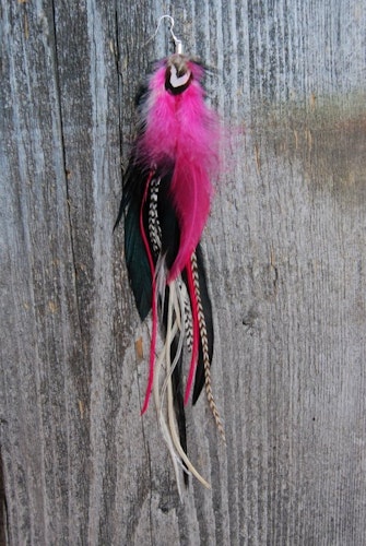 Hot Pink single feather earring