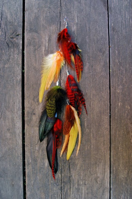 Forest leaves Feather earring