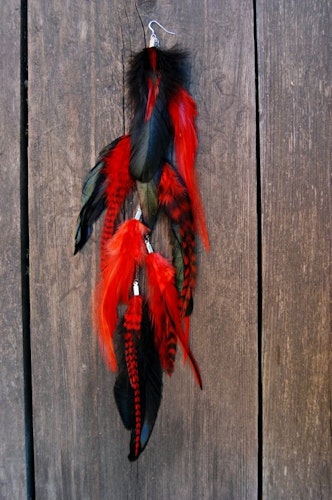 Red velvet Feather earring