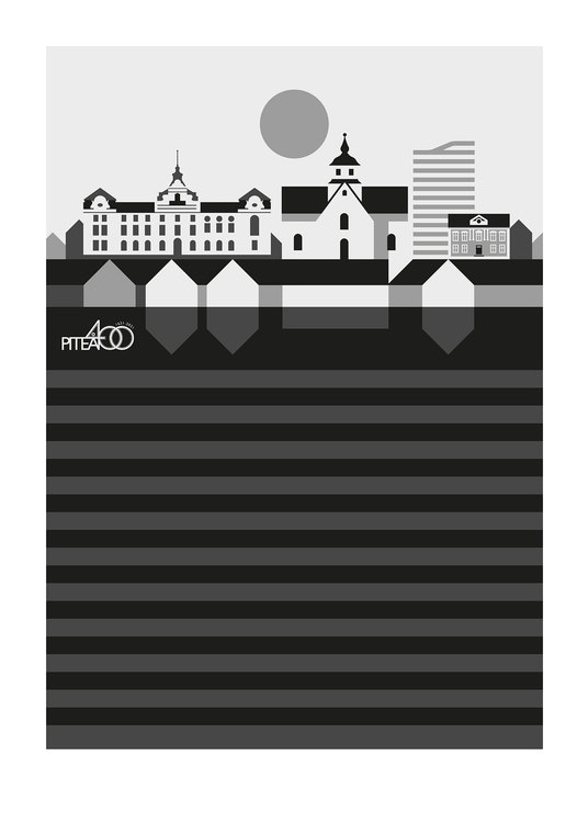 Poster Piteå 400 år 50*70 svart/vit