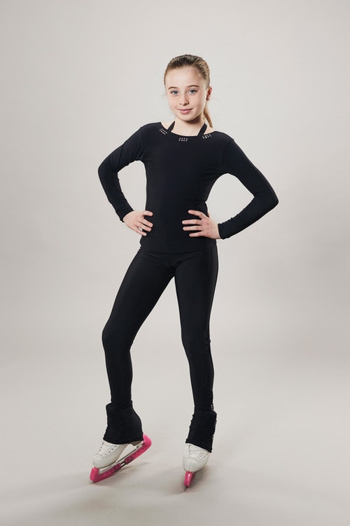 Ice skating top - deep back cut - black - passionice