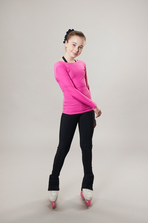 Ice skating top - deep back cut - pink - passionice