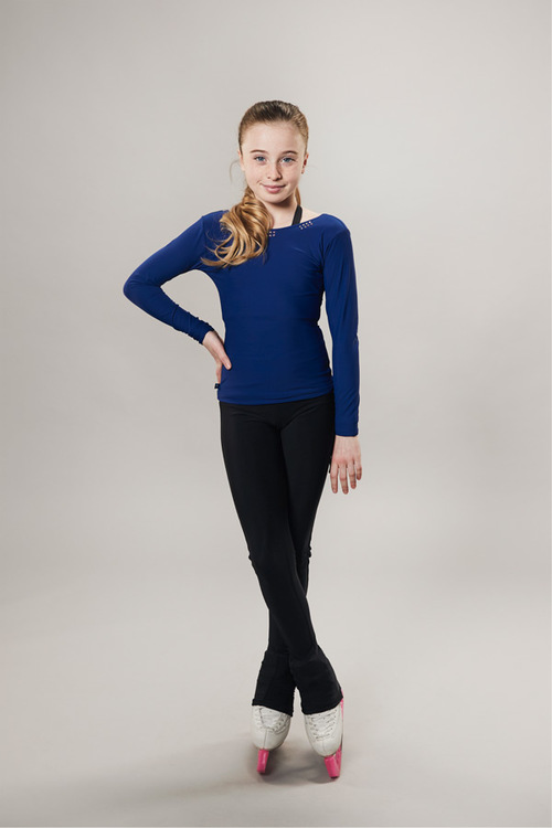 Ice skating top - deep back cut - navy - passionice