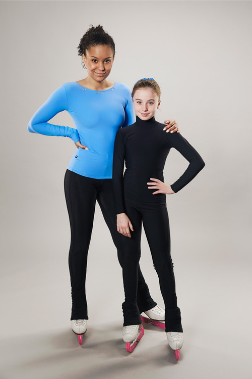 Ice skating turtleneck top long arm - black - passionice - line of 4