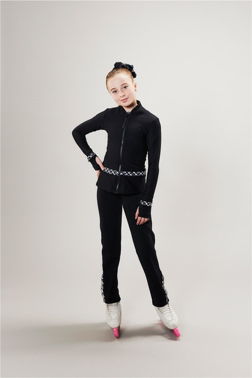 Ice skating tights for kids - black - cafe de paris - passionice - front