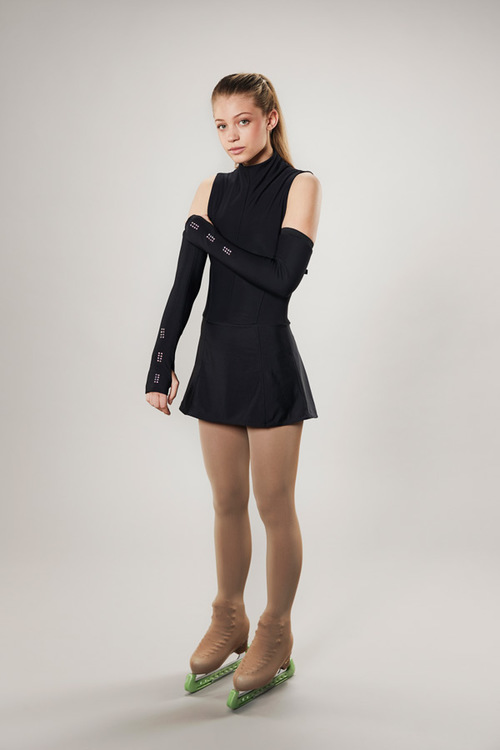 Ice skating open back dress - black - galaxi - passionice