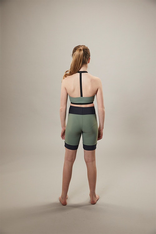ice skating - cyclist shorts - on off - green - back