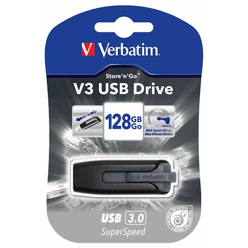 USB 3.0 Verbatim V3 128GB Svart
