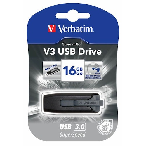 USB 3.0 Verbatim V3 16GB Svart