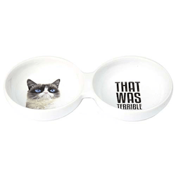 Dubbel katt matskål keramik vit
