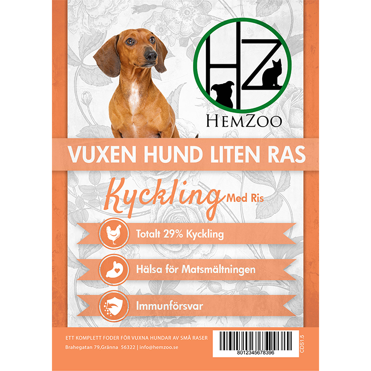 Kyckling med Ris - Vuxen - Liten Ras - 1,5kg