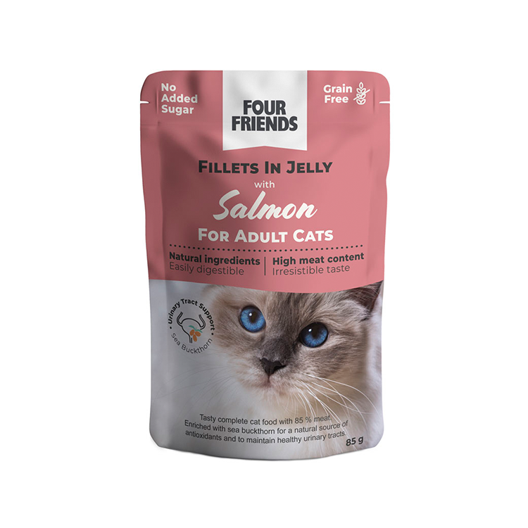 four friends pouch adult cat salmon in jelly 85g