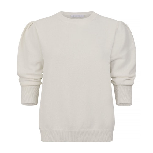 TOVA. Cashmere sweater with puff sleeves. White.