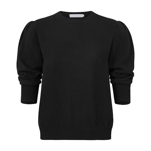 TOVA. Cashmere sweater with puff sleeves. Black