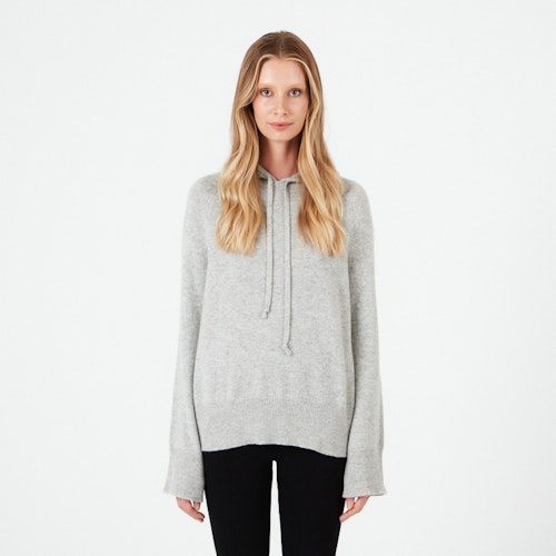 MOA. Hoodie knitted in double yarn. Light grey.