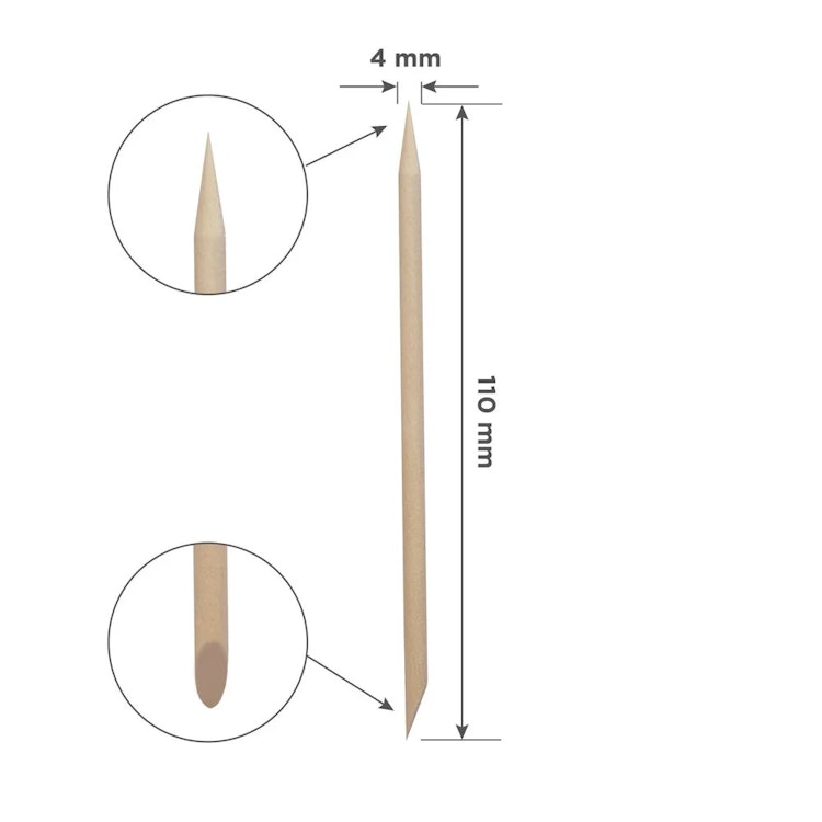 Orange wood stick  for manicure,  110 mm (100 pcs)