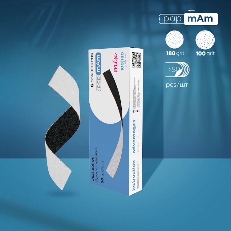 Engångs  filer PapMam MIX för rak nagelfil, 100/180 grit (50 psc)