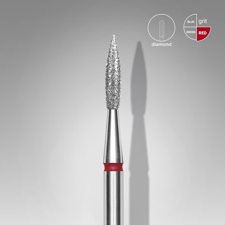 DIAMOND NAIL DRILL BIT, "FLAME", RED 2,3