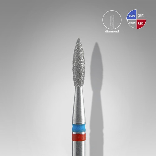 DIAMOND NAIL DRILL BIT, "FLAME", RED§BLUE 2,1