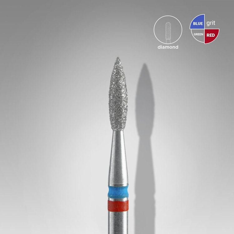 DIAMOND NAIL DRILL BIT, "FLAME", RED§BLUE 2,1