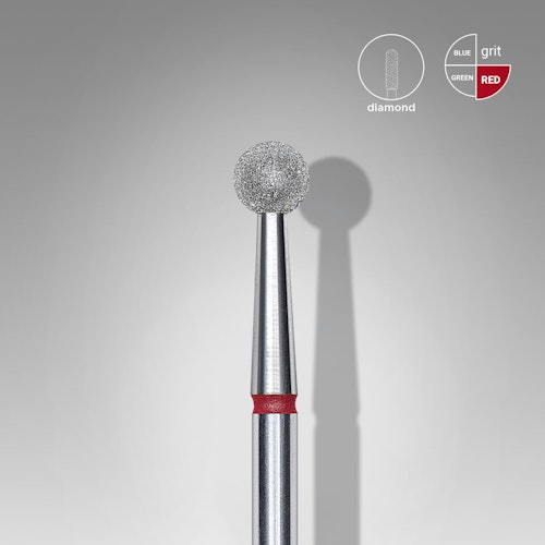 DIAMOND NAIL DRILL BIT, "Ball", Red 4