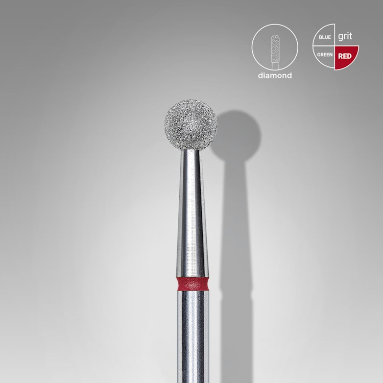 DIAMOND NAIL DRILL BIT, "Ball", Red 4