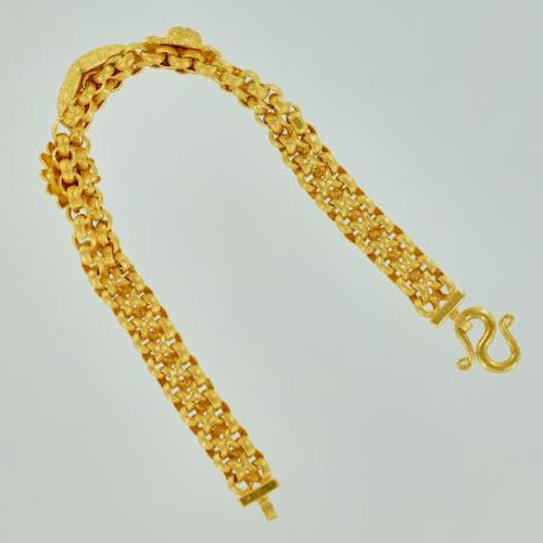 Thai gold bracelet with decor 1 Baht 23K, 16,5 cm